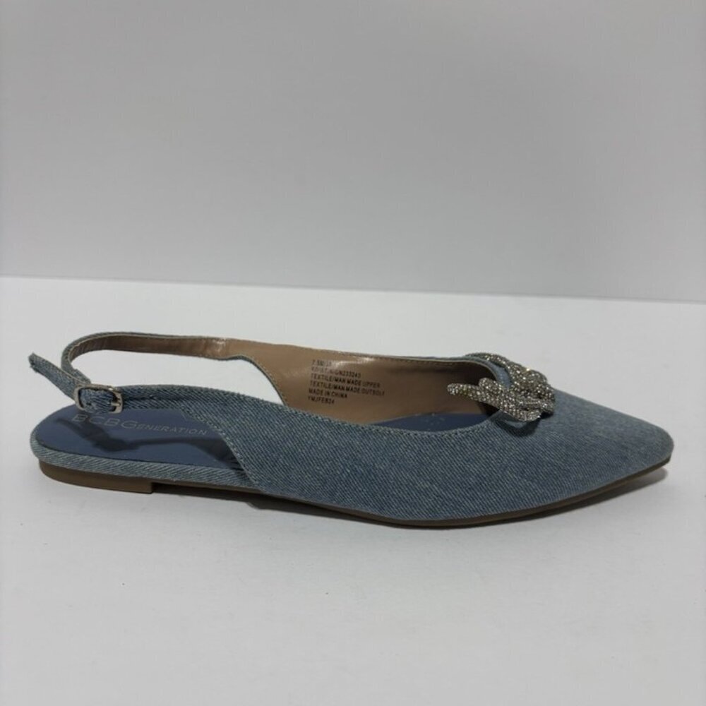 BCBGeneration Women’s Kristin Blue Slingback Flats, Size 7.5 M